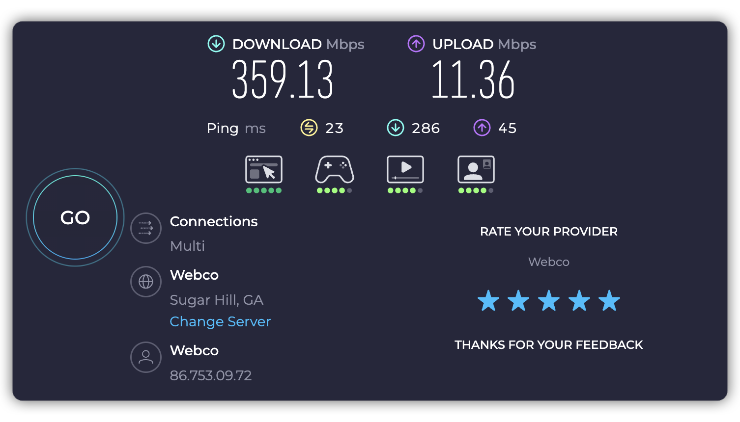Speedtest Result